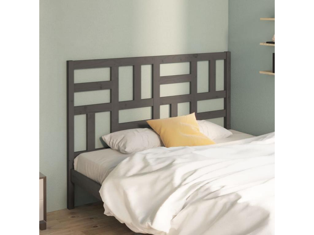 Grey Headboard 126x4x104 cm Solid Pine Wood TNCN75982