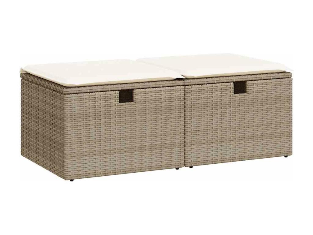 2-piece beige resin wicker garden furniture set with cushions by Nobellea VFSW46641