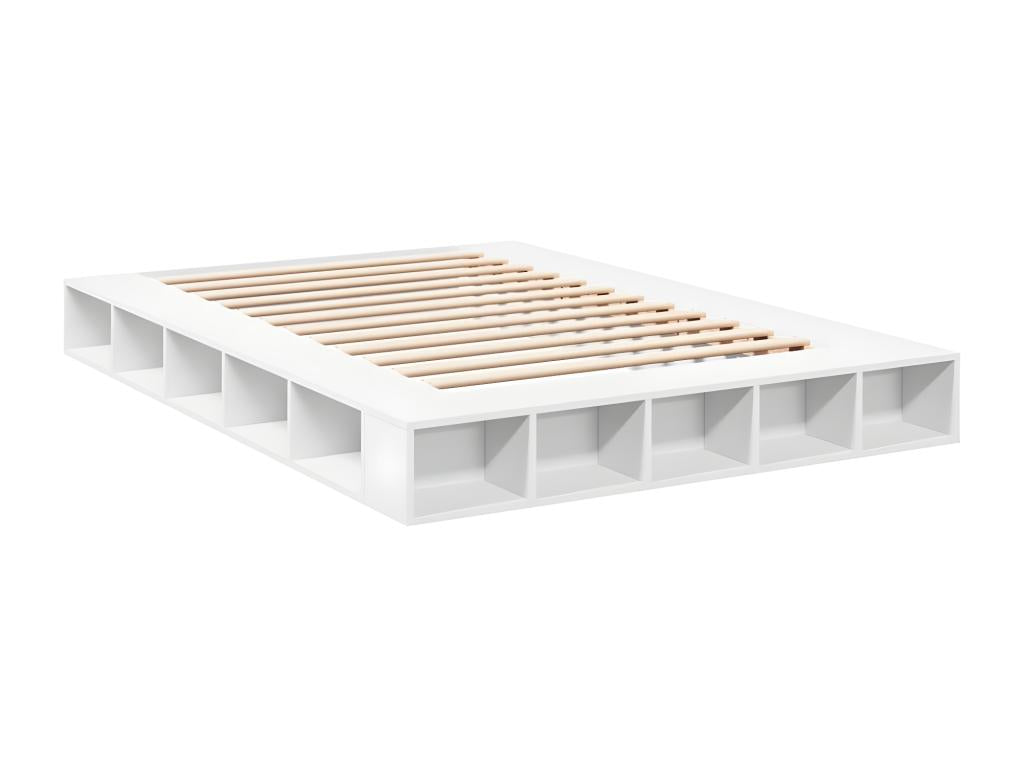 White bed frame 160x200 engineered wood NNIF05966