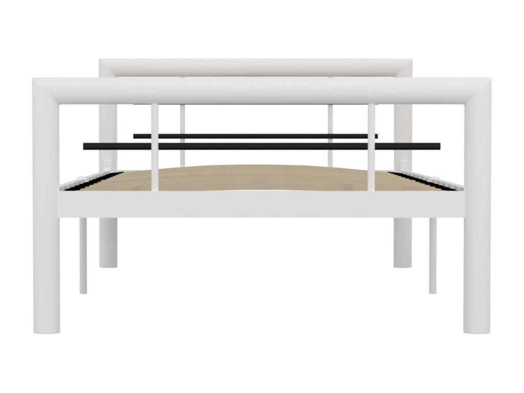 Bed frame without mattress, white and black metal, 100x200 cm, OUPU58248