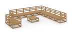 12-piece garden furniture set, honey brown, solid pine wood, 5 RBTX18463