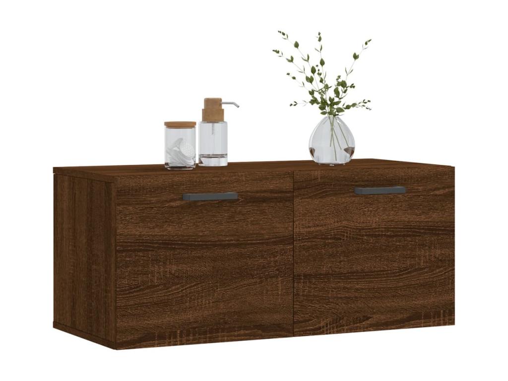Wall-mounted cabinet in brown oak, 80x36.5x35 cm, engineered wood, RKMC96193