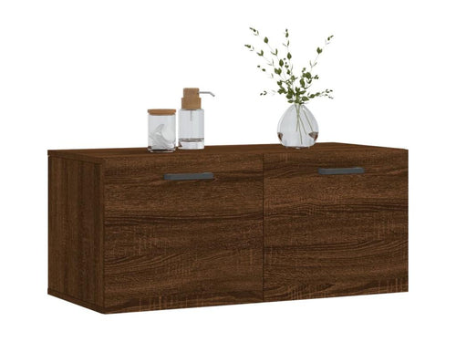 Wall-mounted cabinet in brown oak, 80x36.5x35 cm, engineered wood, RKMC96193