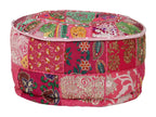 Handmade round cotton pouf from Nobellea, 40x20 cm, Pink BTDO10895