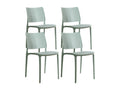 Set of 4 sage green plastic patio chairs SEDT49364