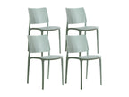 Set of 4 sage green plastic patio chairs SEDT49364