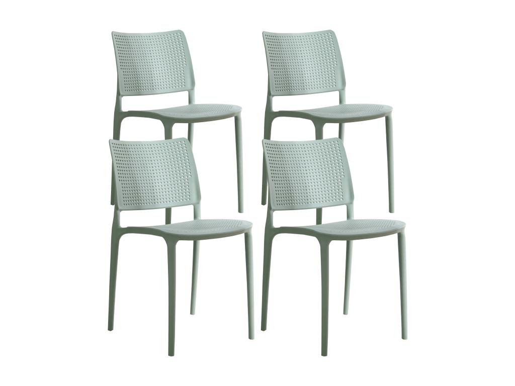 Set of 4 sage green plastic patio chairs SEDT49364
