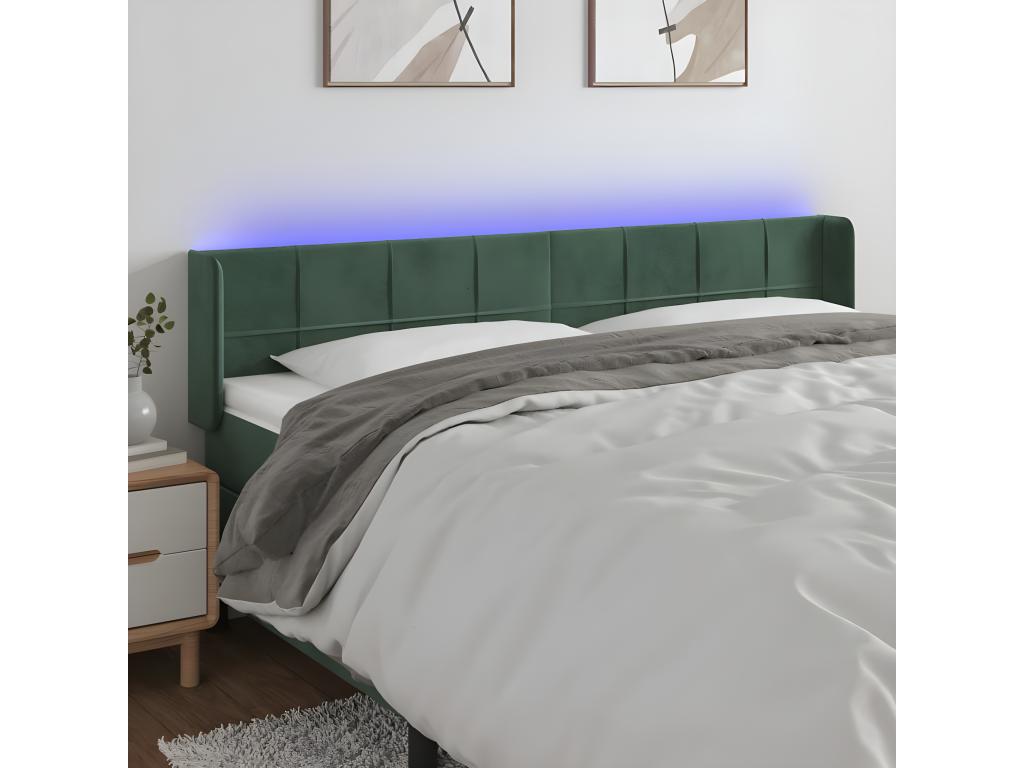 Dark Green LED Headboard 203x16x78/88 cm Velvet RJAF28493