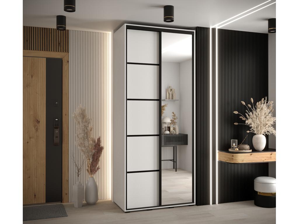 Nobellea 5 Sliding Door Wardrobe 235.2/120/60 2 Doors White/White/Black OMES59057