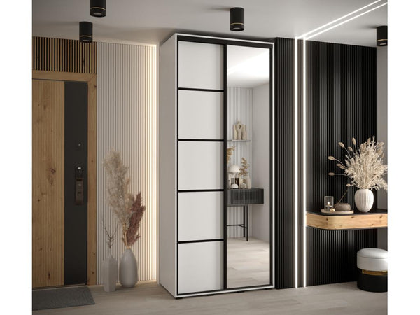Nobellea 5 Sliding Door Wardrobe 235.2/120/60 2 Doors White/White/Black OMES59057