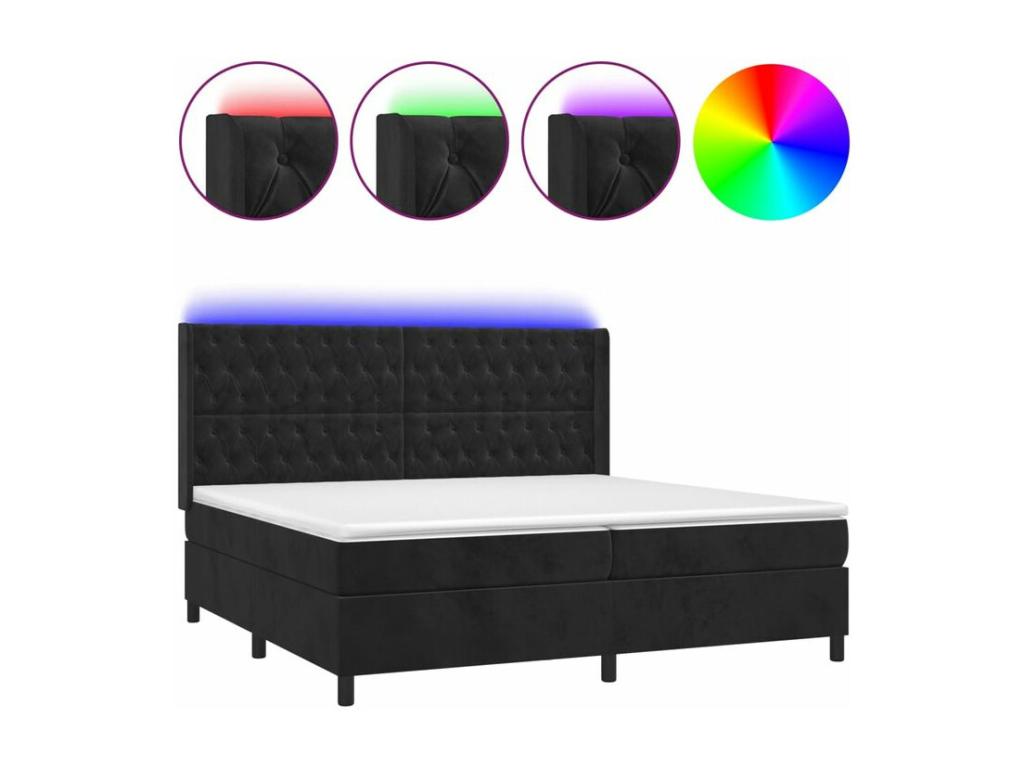 Nobellea bed base with mattress and LED, Black 200x200 Velvet VVUR31621