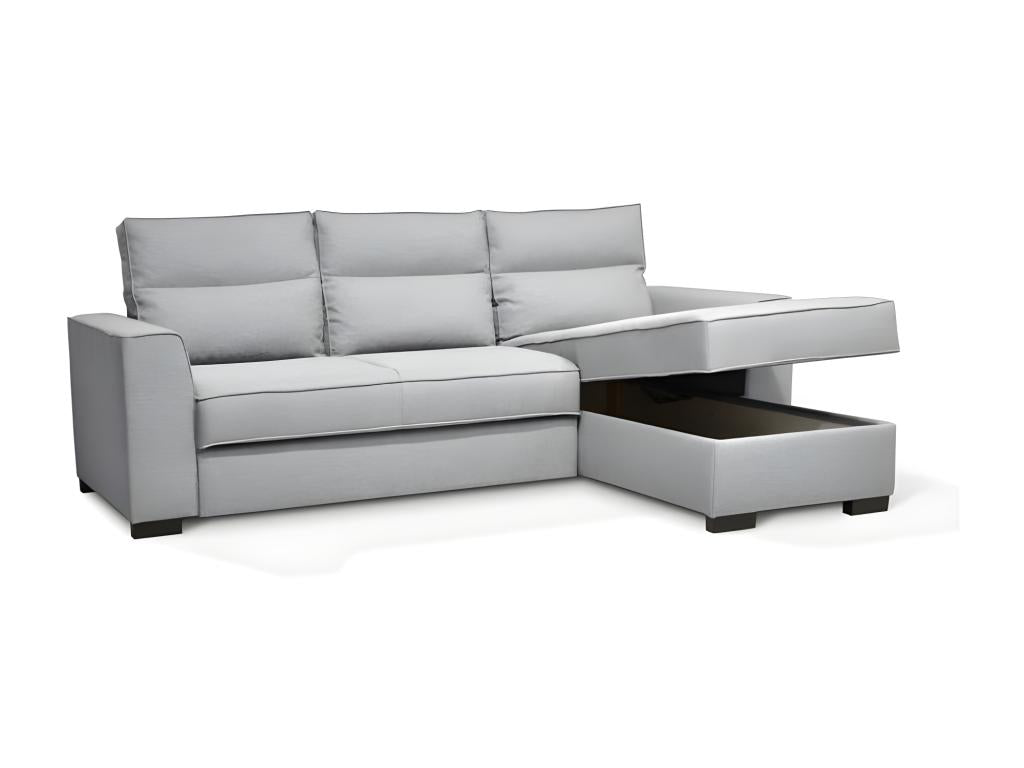 Reversible 4-seater corner sofa bed - Light grey fabric - W 247 x D 158 x H 92 cm VIHS52000