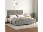 Bed frame with headboard, light grey, 160x200 cm, velvet, PVTO87170