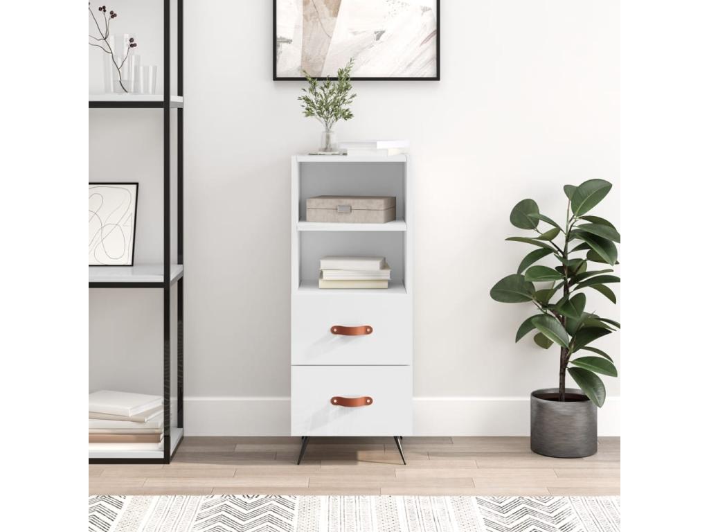 High-gloss white sideboard, 34.5x34x90 cm, engineered wood, JVVH71504