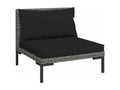 4-piece garden furniture set with cushions, woven resin, dark grey QNQG78324