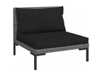 4-piece garden furniture set with cushions, woven resin, dark grey QNQG78324