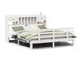 White 180x200 cm solid pine wood bookcase bed without mattress KEYL85240