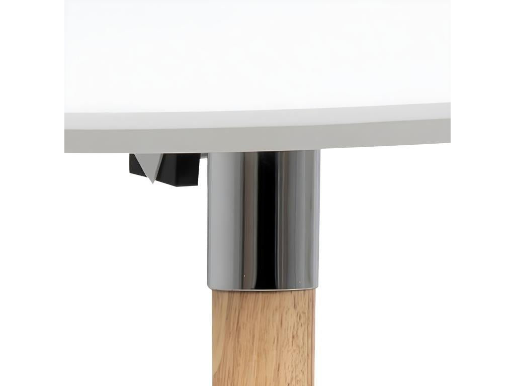 Beautiful dining table 100x170/270 cm with 2 additional place settings in white with Boisona chrome-plated legs. QGGT99789