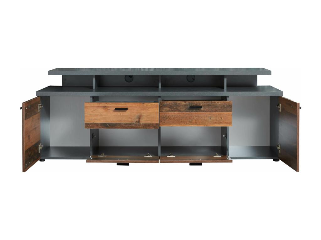 Nobellea - Living room/lounge furniture - TV unit max 65 in melamine wood and matte grey - WDH 180-66-47 cm CYBU75770