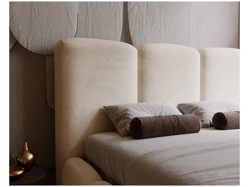 Elariva Adult Bed 200x200 cm - Double Bed 200x200 with Storage - Adult Bed with Headboard - Beige Velvet 2201 AWWN40891