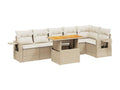 7-piece beige resin wicker garden furniture set with cushions DDVH11380