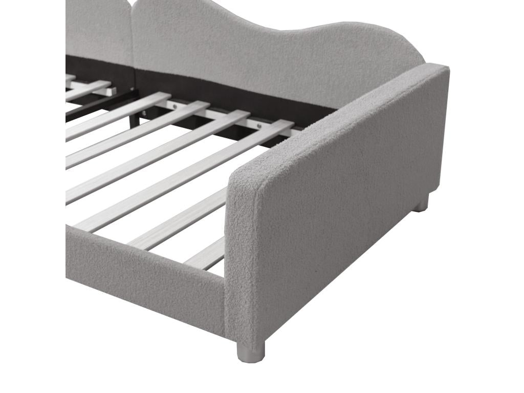 90x200cm daybed in bouclé fabric - with Nobellea slatted base - Grey NBVM29000