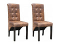 Vintage-style chairs in aged brown faux leather with solid pine legs, Nobellea - Set of 2 QXBM04010