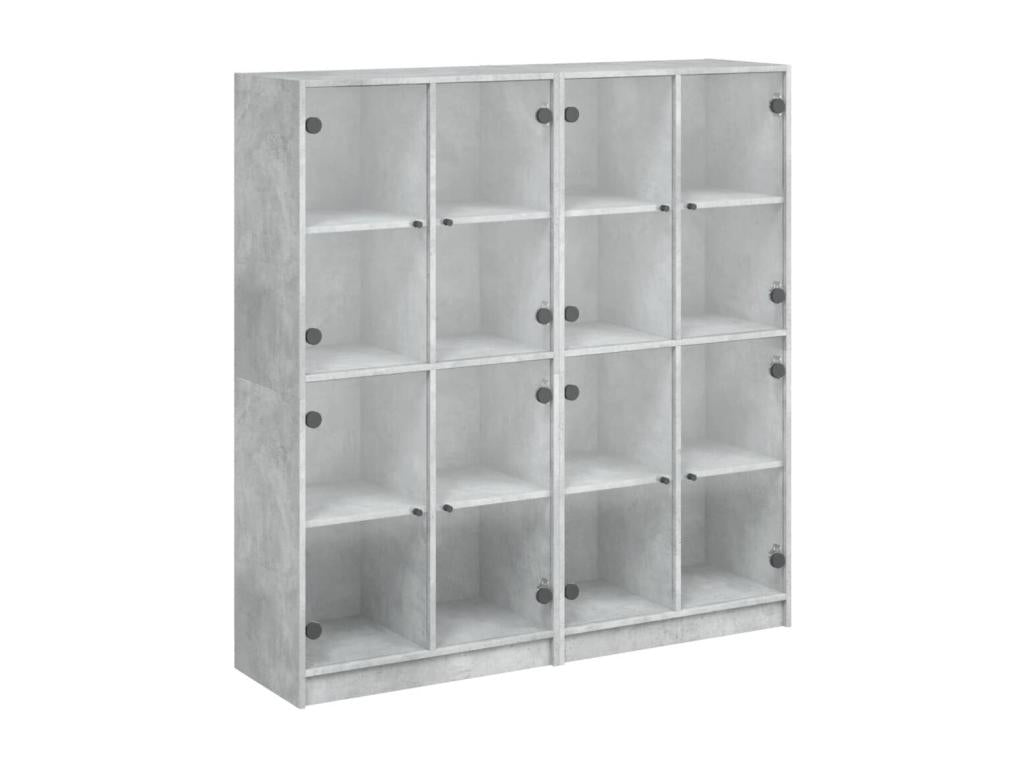 Bookcase with concrete grey doors 136x37x142 SBTW50618