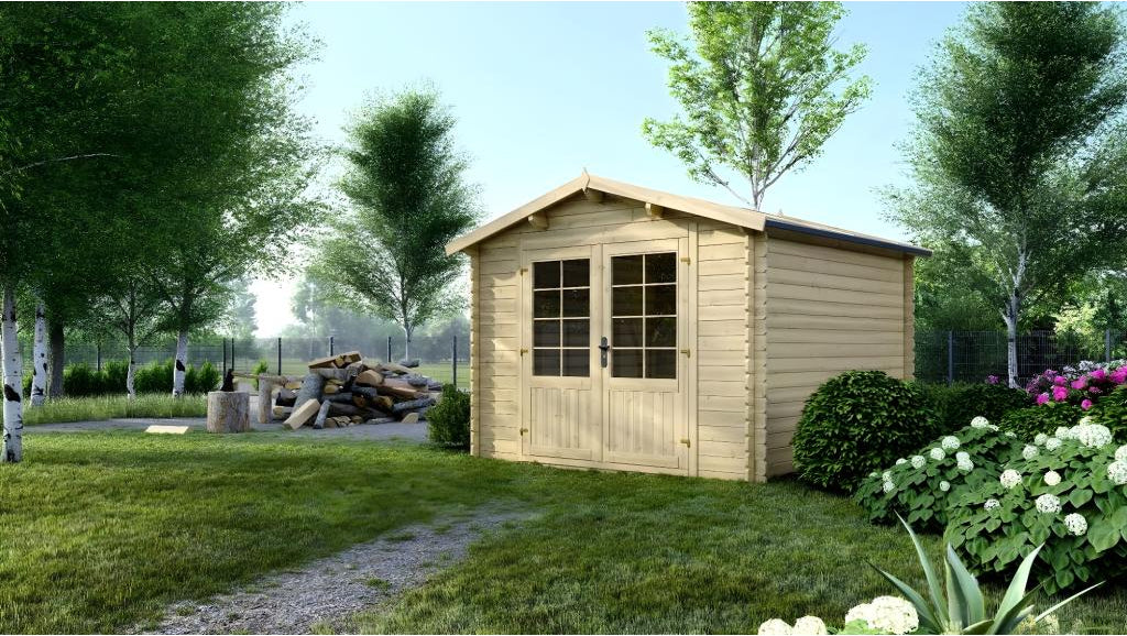Wooden garden shed - 9m² - 3x3m - 28mm thick - Natural color - DOM530 - Nobellea LCCX23220