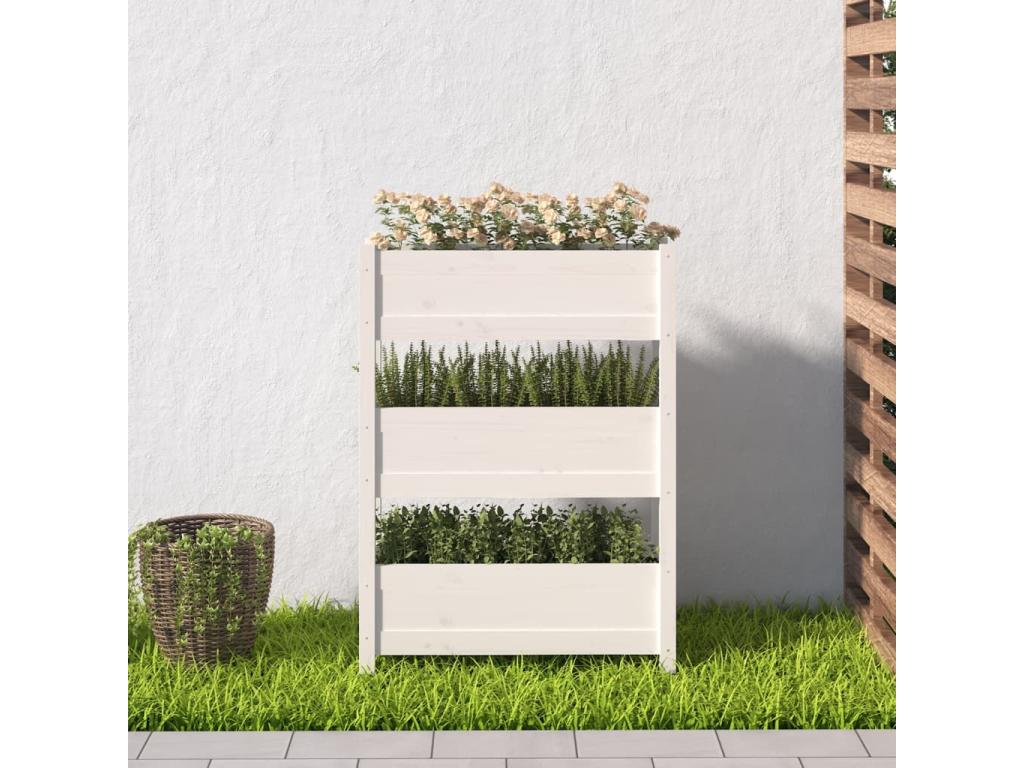 White planter 77x25x104.5 cm Solid pine wood WWGW16739