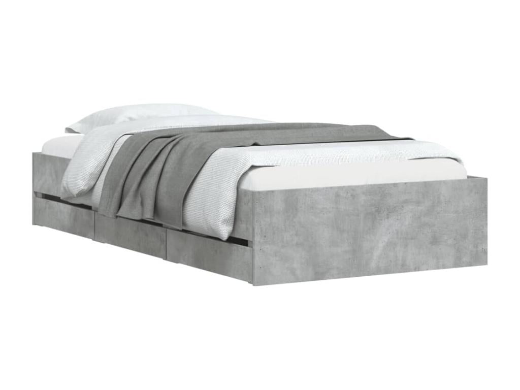 Bed frame and drawers, concrete grey, 90x200 cm, engineered wood, ZFIO42052