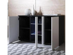 Low sideboard for living room/dining room in black and white with LED lighting, 120x40x72cm, A1 XOPV52302