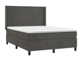 Upholstered bed base and mattress, Dark Grey, 140x190cm, Velvet, GOFK17199