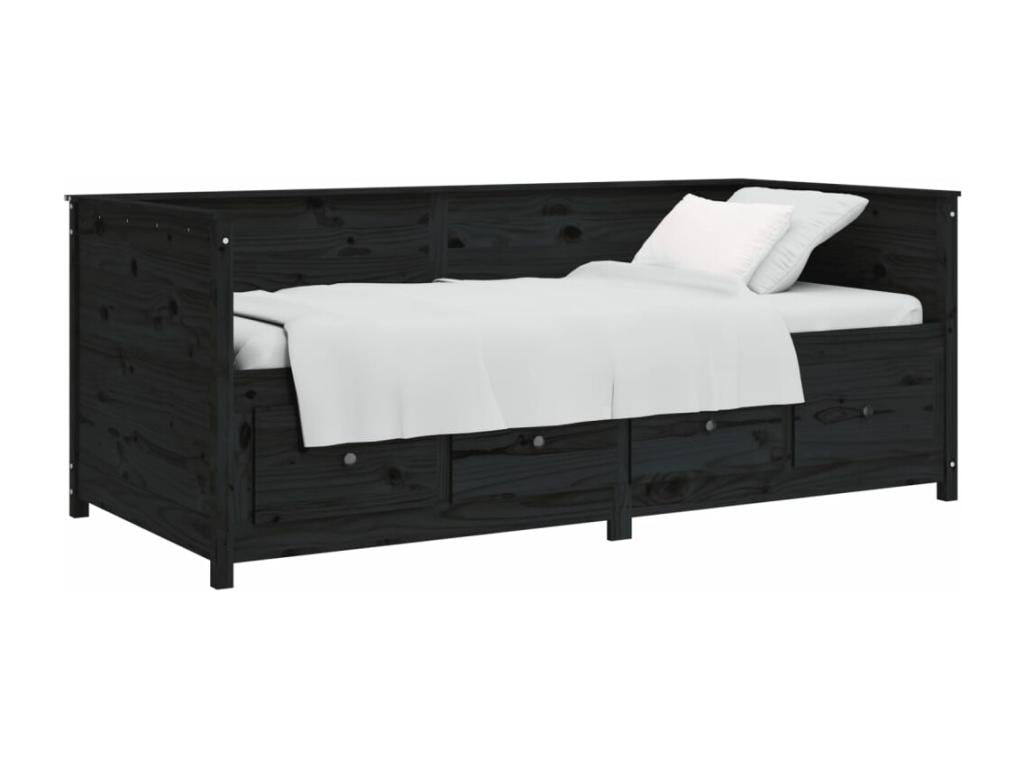Daybed without mattress, black, 100x200 cm, solid pine wood, ZIMJ56083