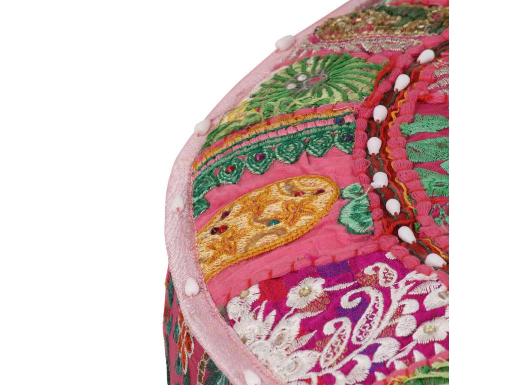 Handmade round cotton pouf from Nobellea, 40x20 cm, Pink BTDO10895