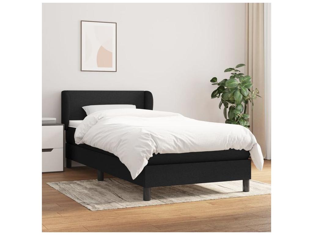 Boisona bed base and mattress, black, 80x200 cm, fabric, HOMD80592