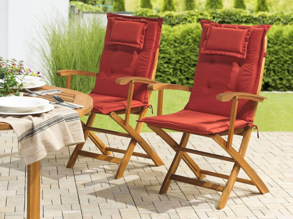 Set of 2 Nobellea Dark Red Garden Chairs with Cushions BOKS26784